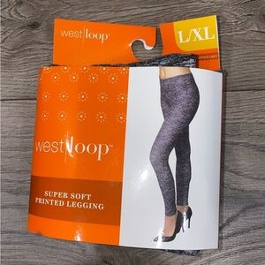New West Loop L/ XL (10-16) Super Soft Printed Legging in Heather Grey